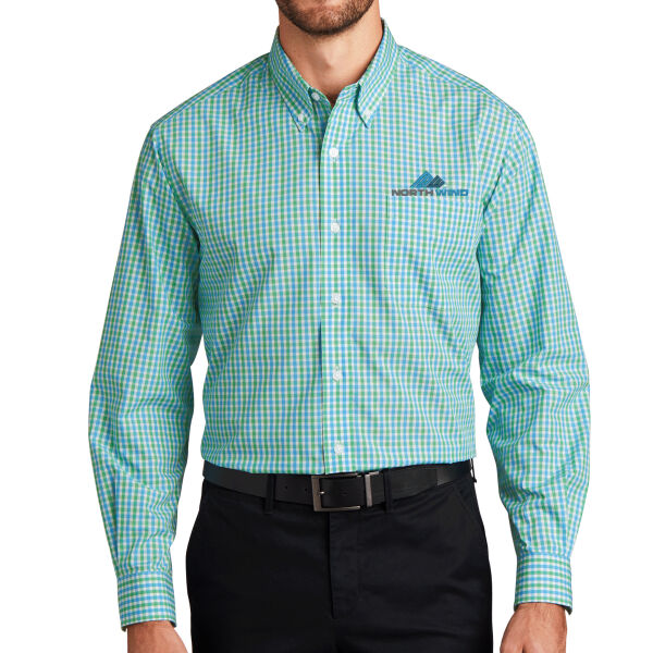 Embroidered  - Long Sleeve Gingham Easy Care Shirt Thumbnail