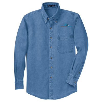 Embroidered  - Tall Long Sleeve Denim Shirt Thumbnail