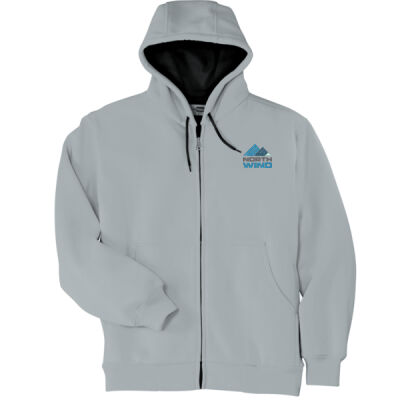 North Wind Embroidered - Heavyweight Full Zip Hooded Sweatshirt with Thermal Lining Thumbnail