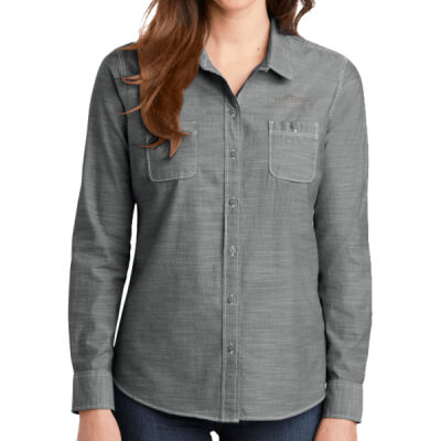 Embroidered - Ladies Slub Chambray Shirt Thumbnail