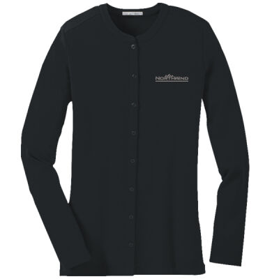 Embroidered - Ladies Concept Stretch Button Front Cardigan (low stock alert) Thumbnail