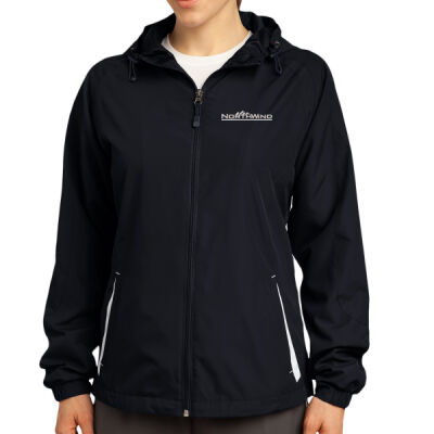 Embroidered - Ladies Colorblock Hooded Raglan Jacket Thumbnail