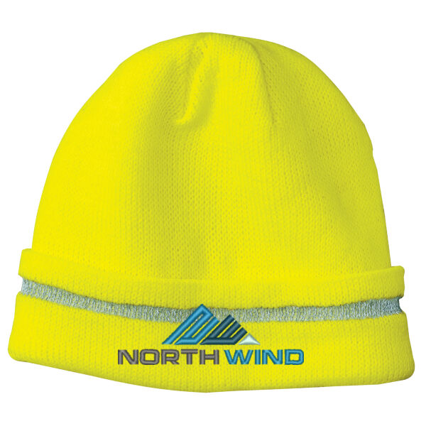 Embroidered  - Enhanced Visibility Beanie with Reflective Stripe Thumbnail