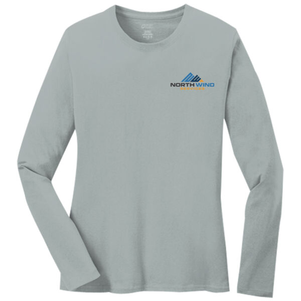 Crest Print  - Ladies Long Sleeve Core Cotton Tee Thumbnail