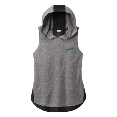 Crest Print  - Ladies PosiCharge ® Tri Blend Wicking Draft Hoodie Tank Thumbnail