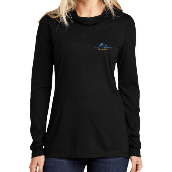 Crest Print  - Ladies PosiCharge ® Tri Blend Wicking Long Sleeve Hoodie Thumbnail