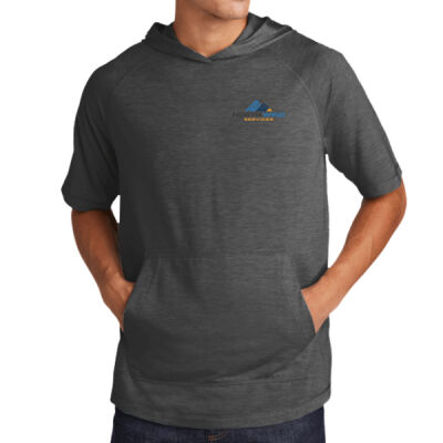 Crest Print  - PosiCharge ® Tri Blend Wicking Short Sleeve Hoodie Thumbnail