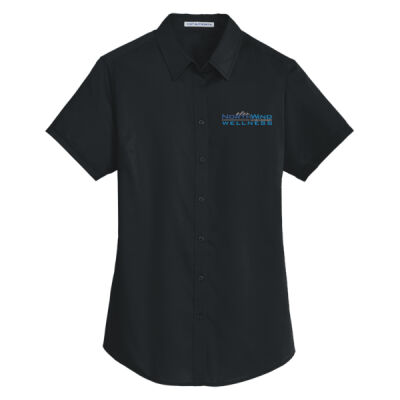 Embroidered  Wellness  - Ladies Short Sleeve SuperPro Twill Shirt Thumbnail