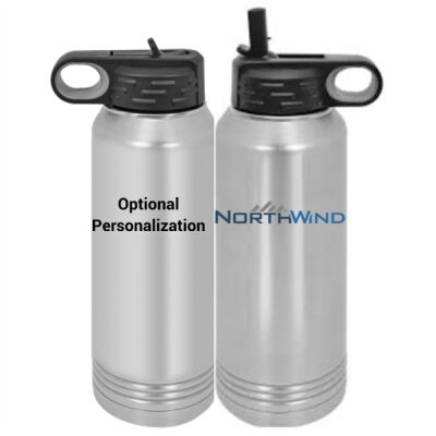 Printed Personalized -  Custom 30 oz. Silver Stainless Steel Vacuum Insulated Water Bottle Thumbnail
