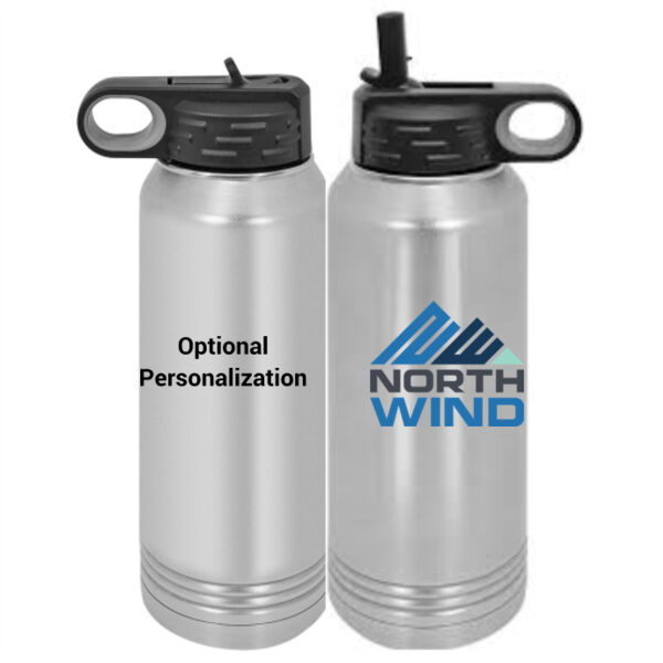 Printed Personalized -  Custom 30 oz. NO MINIMUM Silver Stainless Steel Vacuum Insulated Water Bottle Thumbnail