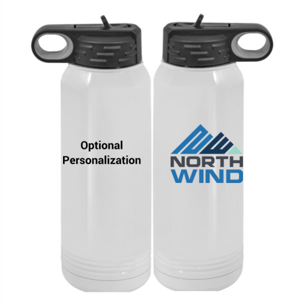 Printed Personalized - Custom 30 oz. NO MIMINUM White Stainless Steel Vacuum Insulated Water Bottle Thumbnail