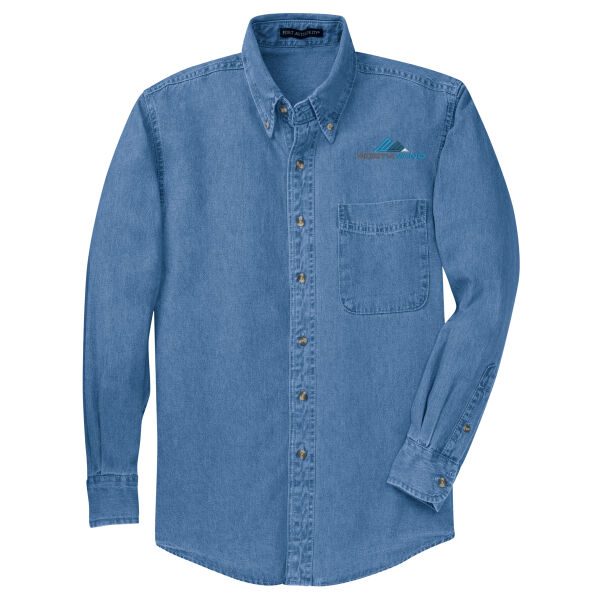 Embroidered  - Tall Long Sleeve Denim Shirt Thumbnail
