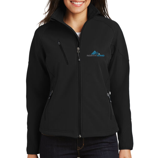 Embroidered  - Ladies Textured Soft Shell Jacket Thumbnail