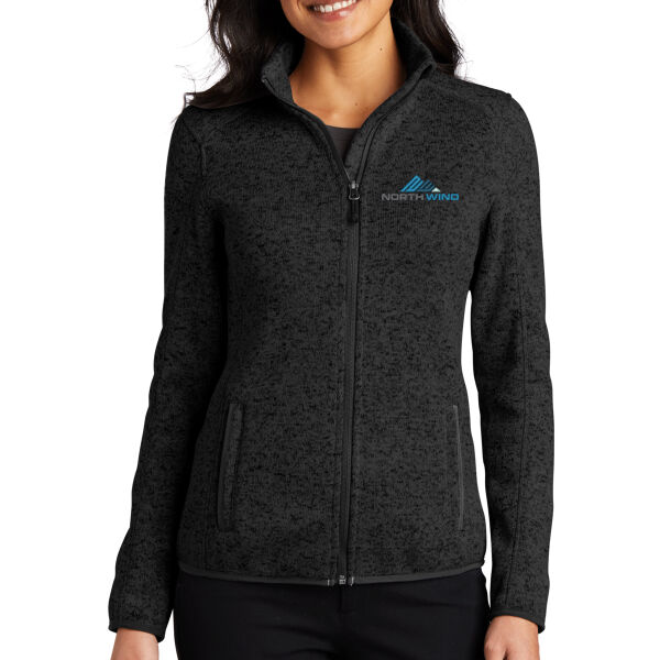 Embroidered  - Ladies Sweater Fleece Jacket Thumbnail