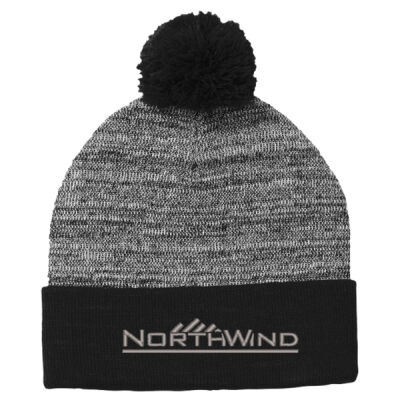 Embroidered  - Heather Pom Pom Beanie Thumbnail