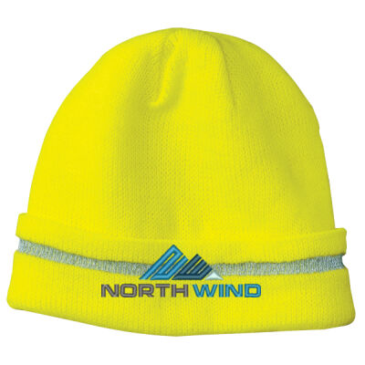 Embroidered  - Enhanced Visibility Beanie with Reflective Stripe Thumbnail