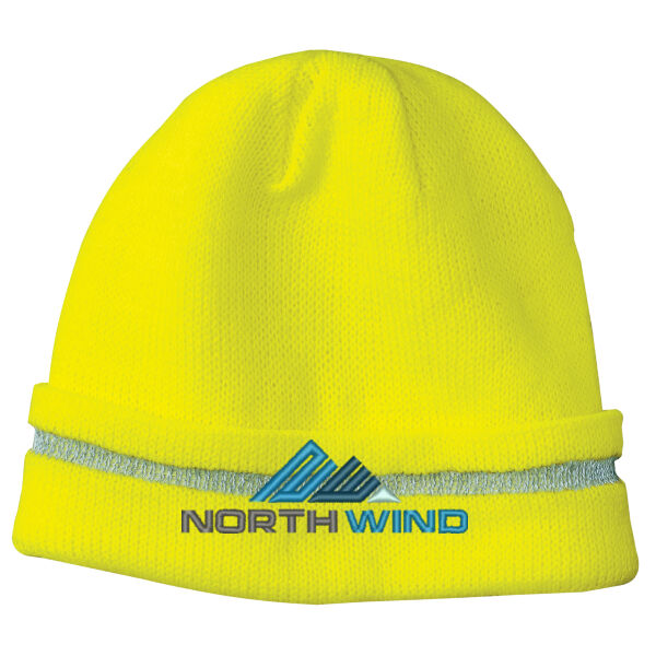 Embroidered  - Enhanced Visibility Beanie with Reflective Stripe Thumbnail