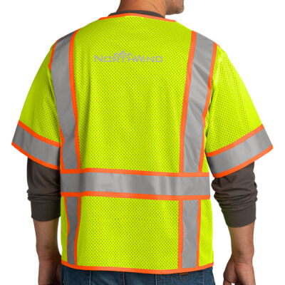 Printed Back - Ansi 107 Class 3 Surveyor Mesh Zippered Two Tone Short Sleeve Vest Thumbnail