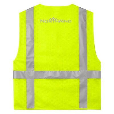 Printed Back - Ansi 107 Class 2 Mesh Six Pocket Zippered Vest Thumbnail