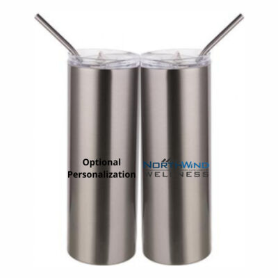 WC Printed Personalized  - 20 oz Stainless Silver Skinny Tumbler with Stainless Straw and Lid Thumbnail