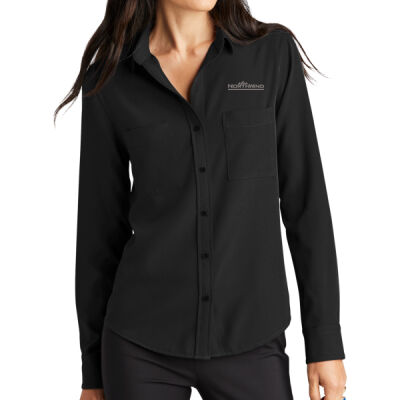 Embroidered - Women's Stretch Crepe Long Sleeve Camp Thumbnail