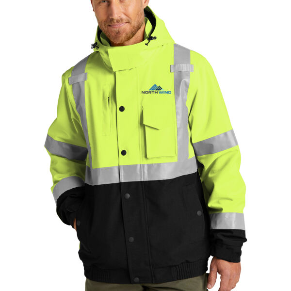 Printed Front/Back - Ansi 107 Class 3 Waterproof Insulated Ripstop Bomber Jacket Thumbnail