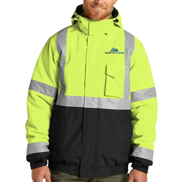 Printed Front/Back - Ansi 107 Class 3 Economy Waterproof Insulated Bomber Jacket Thumbnail
