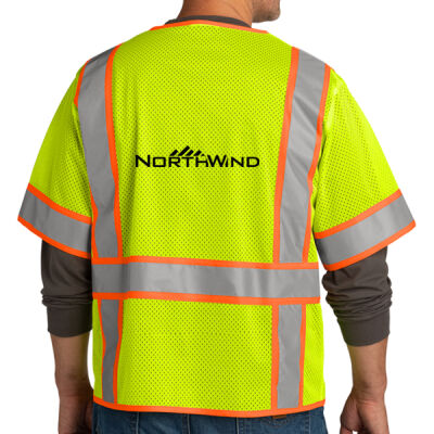 Printed Back  - Ansi 107 Class 3 Surveyor Mesh Zippered Two Tone Short Sleeve Vest Thumbnail