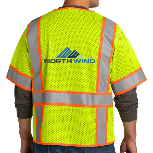 Printed Back  - Ansi 107 Class 3 Surveyor Mesh Zippered Two Tone Short Sleeve Vest Thumbnail
