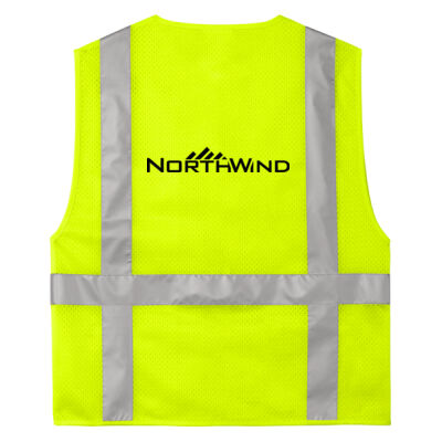 Printed Back  - Ansi 107 Class 2 Mesh Six Pocket Zippered Vest Thumbnail