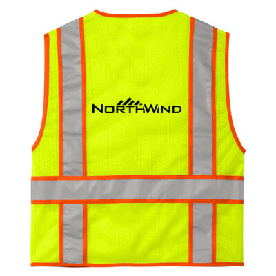 Printed Back  - Ansi 107 Class 2 Mesh Zippered Two Tone Vest Thumbnail