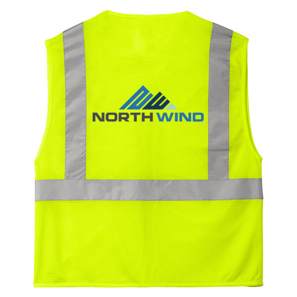 Printed Back  - Ansi 107 Class 2 Economy Mesh Zippered Vest Thumbnail