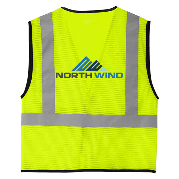 Printed Back  - Ansi 107 Class 2 Economy Mesh One Pocket Vest (stock alert) Thumbnail