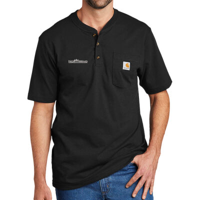 Embroidered - Short Sleeve Henley T Shirt Thumbnail