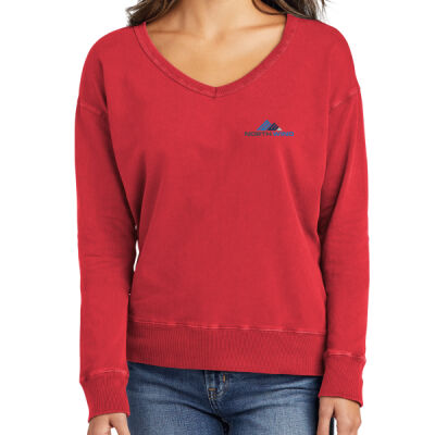 North Wind Printed - Ladies Beach Wash ® Garment Dyed V Neck Sweatshirt Thumbnail