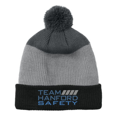 Team Hanford Safety Embroidered - Cozy Striped Pom Beanie Thumbnail