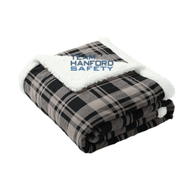 Team Hanford Safety Embroidered - Flannel Sherpa Blanket Thumbnail