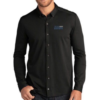 THS embroidered  - Code Stretch Long Sleeve Button Up Thumbnail