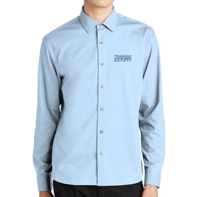 THS embroidered  - Long Sleeve Stretch Woven Shirt Thumbnail