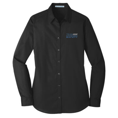 THS embroidered  - Ladies Long Sleeve Carefree Poplin Shirt Thumbnail