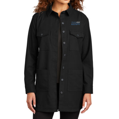 THS embroidered  - Women's Long Sleeve Twill Overshirt Thumbnail