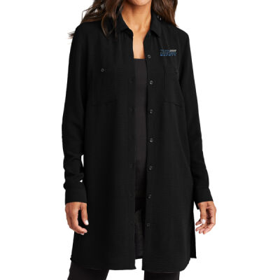 THS embroidered  - Women's Textured Crepe Long Tunic Thumbnail