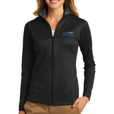 THS embroidered  - Ladies Vertical Texture Full Zip Jacket Thumbnail
