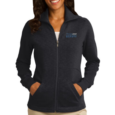 THS embroidered  - Ladies Slub Fleece Full Zip Jacket Thumbnail