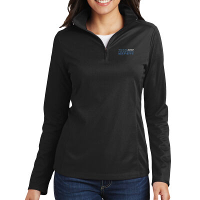 THS embroidered  - Ladies Pinpoint Mesh 1/2 Zip Thumbnail